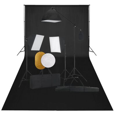 vidaXL fotóstúdiószett softbox lámpákkal, háttérrel és reflektorral