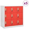 vidaXL 5 db vil&aacute;gossz&uuml;rke-piros ac&eacute;l z&aacute;rhat&oacute; szekr&eacute;ny 90x45x92,5 cm