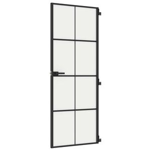 vidaXL fekete edzett &uuml;veg &eacute;s alum&iacute;nium v&eacute;kony belt&eacute;ri ajt&oacute; 76x201,5 cm