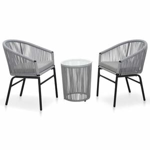 vidaXL 3 darabos sz&uuml;rke PE rattan bisztr&oacute;szett p&aacute;rn&aacute;val