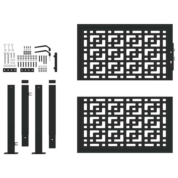 vidaXL fekete acél kerti kapu 100x100 cm kereszt mintával