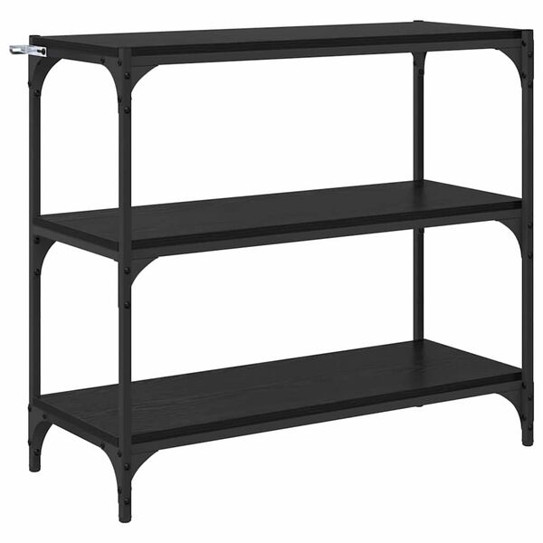 vidaXL K&ouml;nyvespolc Fekete t&ouml;lgy 80 x 33 x 70,5 cm Műszaki fa &eacute;s vas