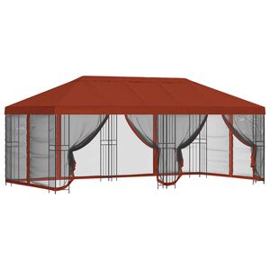 vidaXL Oldalfalas pavilon 6 x 3 m Terrakotta Poli&eacute;szter &eacute;s ac&eacute;l