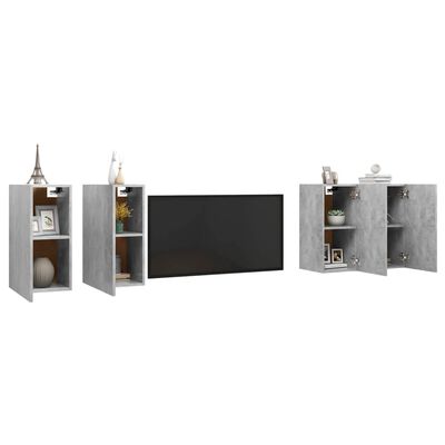 vidaXL 4 db betonszürke forgácslap TV-szekrény 30,5 x 30 x 60 cm