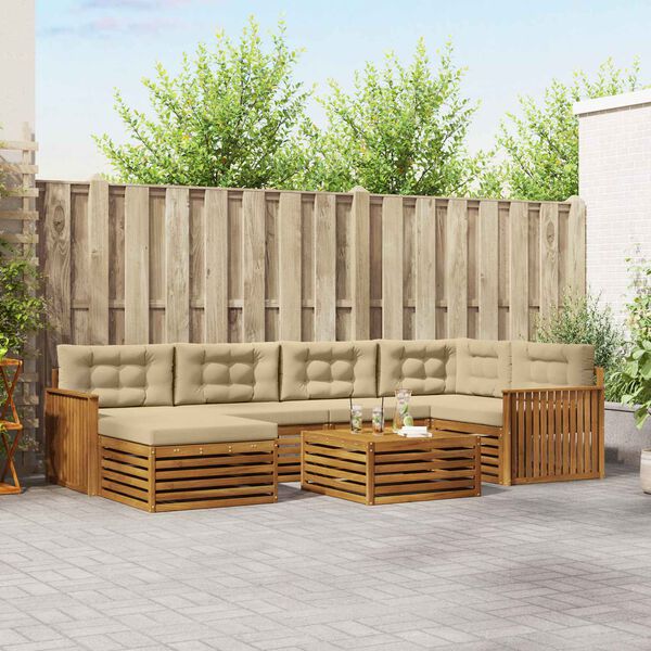 vidaXL K&uuml;lt&eacute;ri kanap&eacute; szett p&aacute;rn&aacute;val 7 pcs Term&eacute;szetes &eacute;s b&eacute;zs