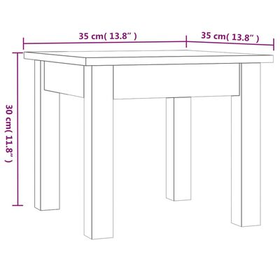 vidaXL mézbarna tömör fenyőfa dohányzóasztal 35 x 35 x 30 cm