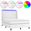vidaXL feh&eacute;r műbőr rug&oacute;s &aacute;gy matraccal &eacute;s LED-del 140x190 cm