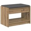 vidaXL Előt&eacute;r pad K&eacute;zműves T&ouml;lgy 63 x 38 x 45 cm Műanyag Fa &eacute;s Sz&ouml;vet