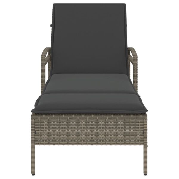 vidaXL szürke polyrattan napozóágy párnával 63x200x81 cm