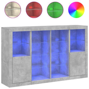 vidaXL 3 db betonsz&uuml;rke szerelt fa t&aacute;lal&oacute;szekr&eacute;ny LED-ekkel