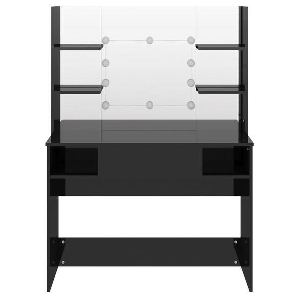 vidaXL fényes fekete LED-es MDF sminkasztal 100 x 40 x 135 cm