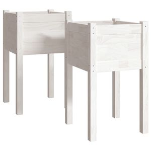 vidaXL 2 db feh&eacute;r t&ouml;m&ouml;r fenyőfa kerti vir&aacute;gtart&oacute; 40 x 40 x 70 cm