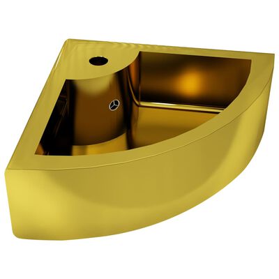 vidaXL aranyszínű kerámia mosdókagyló túlfolyóval 45 x 32 x 12,5 cm