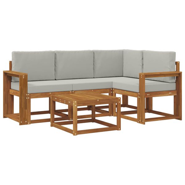 vidaXL K&uuml;lt&eacute;ri kanap&eacute; szett 5 pcs Term&eacute;szetes &eacute;s Vil&aacute;gossz&uuml;rke