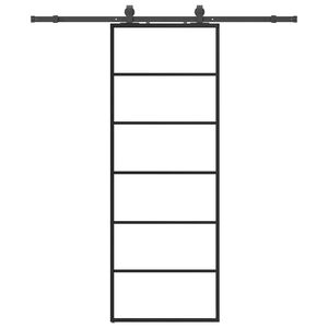 vidaXL fekete ESG &uuml;veg tol&oacute;ajt&oacute; f&eacute;mszerelv&eacute;ny-szettel 76x205 cm