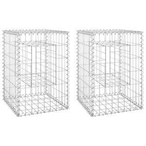 vidaXL 2 db vas gabionkosaras oszlop 40 x 40 x 60 cm