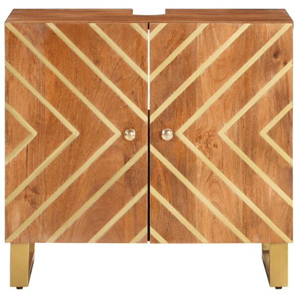 vidaXL barna &eacute;s fekete t&ouml;m&ouml;r mang&oacute;fa f&uuml;rdőszoba mosd&oacute;szekr&eacute;ny