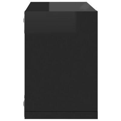 vidaXL 6 db magasfényű fekete fali kockapolc 22 x 15 x 22 cm
