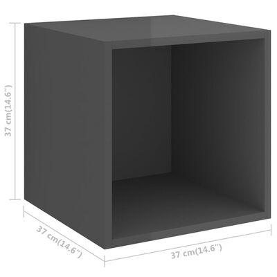 vidaXL magasfényű szürke forgácslap faliszekrény 37 x 37 x 37 cm
