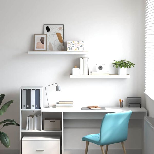 vidaXL 2 db feh&eacute;r-t&ouml;lgysz&iacute;nű MDF lebegő fali polc 90 x 23,5 x 3,8 cm