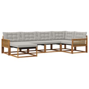 vidaXL K&uuml;lt&eacute;ri kanap&eacute; szett 6 pcs Term&eacute;szetes &eacute;s Vil&aacute;gossz&uuml;rke