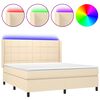 vidaXL kr&eacute;msz&iacute;nű sz&ouml;vet rug&oacute;s &eacute;s LED-es &aacute;gy matraccal 180 x 200 cm
