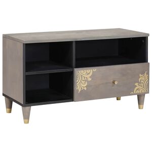 vidaXL TV szekr&eacute;ny fi&oacute;kkal Sz&uuml;rke 80 x 33 x 46 cm T&ouml;m&ouml;r Mang&oacute;f&aacute;t
