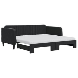 vidaXL fekete kih&uacute;zhat&oacute; b&aacute;rsony heverő matracokkal 90 x 190 cm