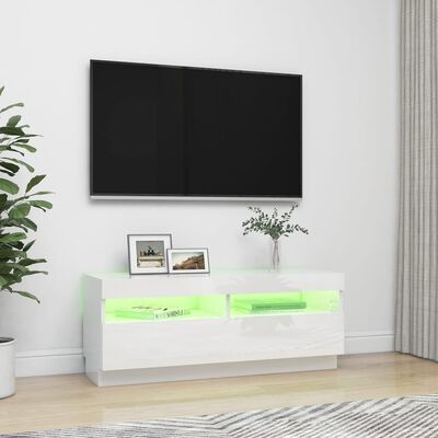vidaXL magasfényű fehér TV-szekrény LED-ekkel 100 x 35 x 40 cm
