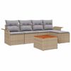 vidaXL Kerti Kanap&eacute; Szett 6 pcs Beige &eacute;s Vil&aacute;gossz&uuml;rke polirattan