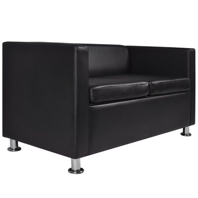 vidaXL fekete 2 személyes műbőr kanapé
