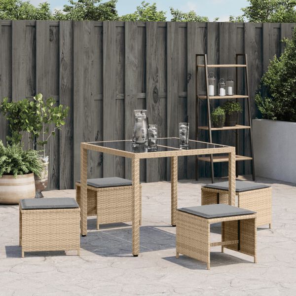 vidaXL 4 db vegyes bézs polyrattan kerti szék párnával 41 x 41 x 36 cm