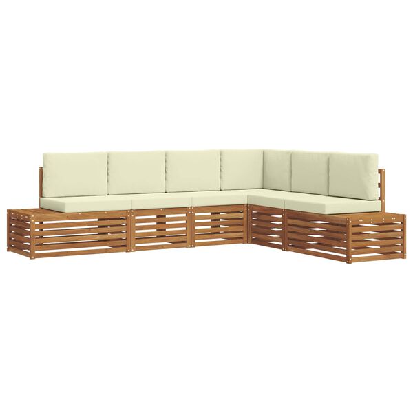 vidaXL K&uuml;lt&eacute;ri kanap&eacute; szett p&aacute;rn&aacute;val 6 Darab Term&eacute;szetes &eacute;s kr&eacute;msz&iacute;nű