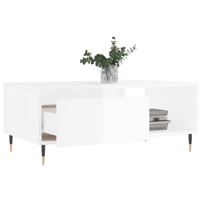 vidaXL magasfényű fehér szerelt fa dohányzóasztal 90 x 50 x 36,5 cm