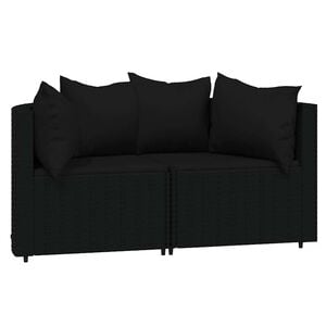 vidaXL 2 db fekete polyrattan kerti sarokkanap&eacute; p&aacute;rn&aacute;kkal