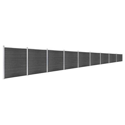 vidaXL fekete WPC kerítéspanelszett 1564 x 186 cm