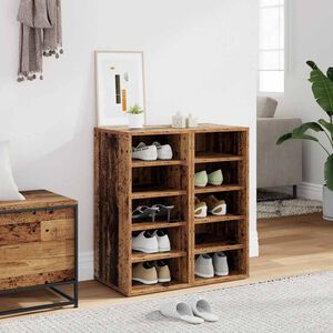 vidaXL 2 db antik fa sz&iacute;nű szerelt fa cipősszekr&eacute;ny 32 x 35 x 70 cm