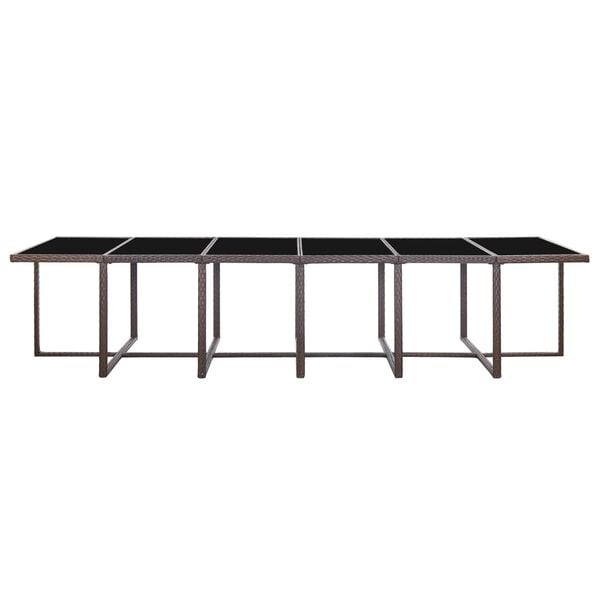 vidaXL 17 r&eacute;szes barna polyrattan k&uuml;lt&eacute;ri &eacute;tkezőszett p&aacute;rn&aacute;kkal