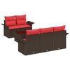 vidaXL Kerti Kanap&eacute; Szett 6 db Beige &eacute;s Piros polirattan