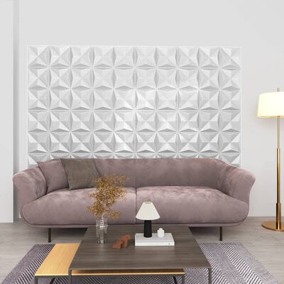 vidaXL 48 darab origami fehér 3D fali panel 50 x 50 cm 12 m²