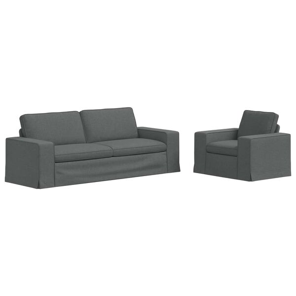 vidaXL Kanap&eacute; Szett 2 pcs S&ouml;t&eacute;tsz&uuml;rke 222 x 80 x 82 cm sz&ouml;vet