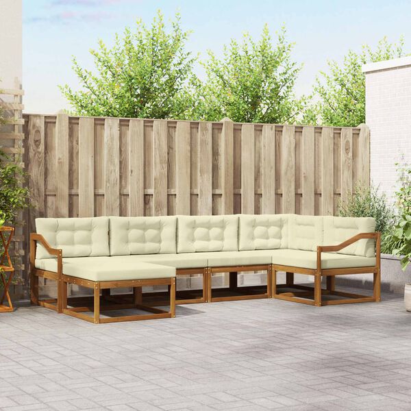 vidaXL K&uuml;lt&eacute;ri kanap&eacute; szett p&aacute;rn&aacute;val 6 pcs Term&eacute;szetes &eacute;s kr&eacute;msz&iacute;nű