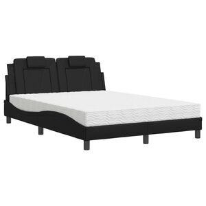 vidaXL fekete műbőr &aacute;gy Viana matraccal 140 x 200 cm