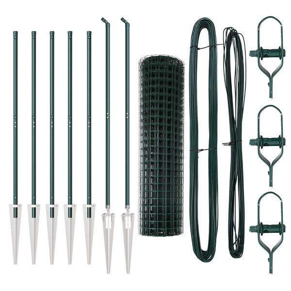 vidaXL Ker&iacute;t&eacute;s oszlopokkal Z&ouml;ld 1,4 x 10 m Ac&eacute;l &eacute;s PVC