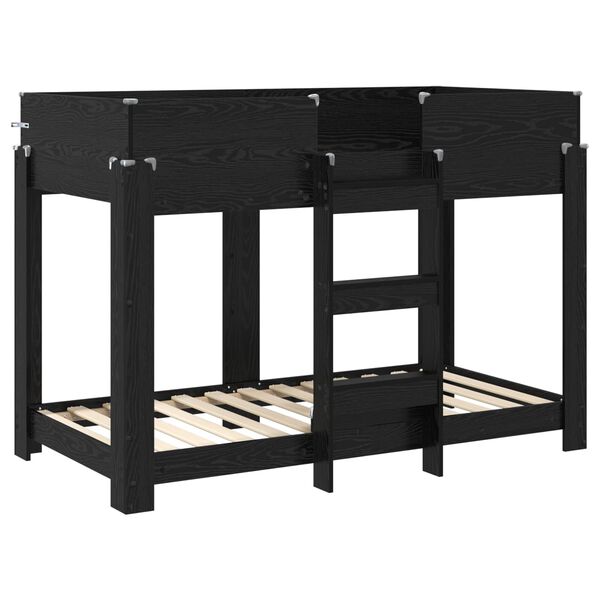 vidaXL Sz&uuml;kidő &aacute;gy matracmal Fekete t&ouml;lgy 80 x 160 cm Faanyag