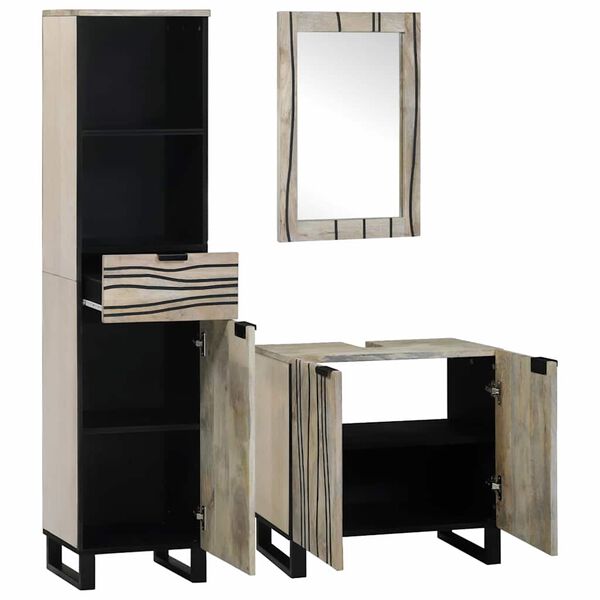 vidaXL Fürdőszoba bútor szett fiókkal polcokkal 3 pcs Fehér Faanyag