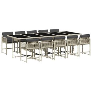 vidaXL 11 r&eacute;szes vil&aacute;gossz&uuml;rke polyrattan kerti &uuml;lőgarnit&uacute;ra p&aacute;rn&aacute;kkal