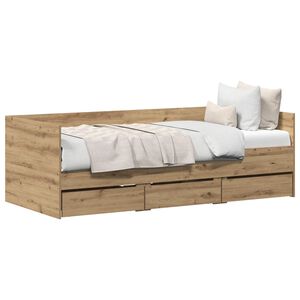 vidaXL Nappali&aacute;gy fi&oacute;kkal Artisan t&ouml;lgy 90 x 200 cm Szerelt Fa