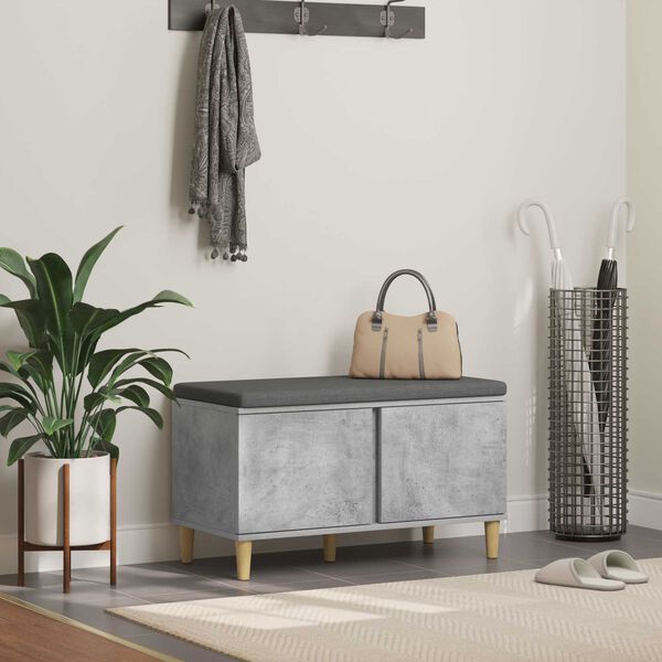 vidaXL Előt&eacute;r pad p&aacute;rn&aacute;val t&aacute;rol&oacute;val Beton Sz&uuml;rke 80 x 38 x 46 cm