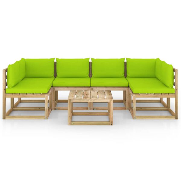 vidaXL 7 r&eacute;szes impregn&aacute;lt fenyőfa kerti b&uacute;torgarnit&uacute;ra p&aacute;rn&aacute;kkal